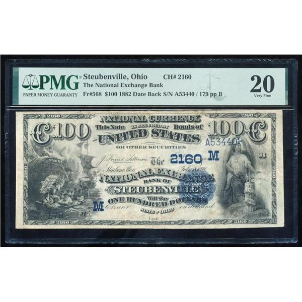 1882 $100 Steubenville OH National PMG 20