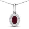 Image 1 : 14KT White Gold 0.85ctw Ruby and Diamond Pendant