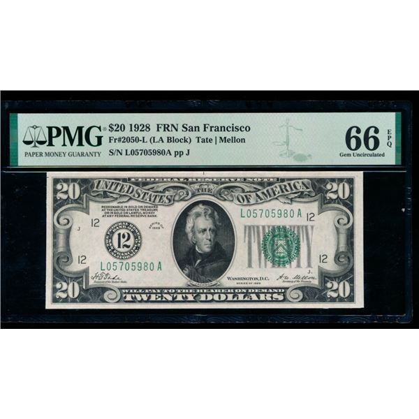 1928 $20 San Francisco FRN PMG 66EPQ