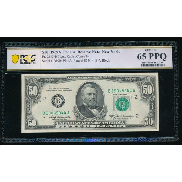 1969A $50 New York FRN PCGS 65PPQ