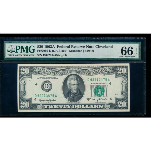 1963A $20 Cleveland FRN PMG 66EPQ