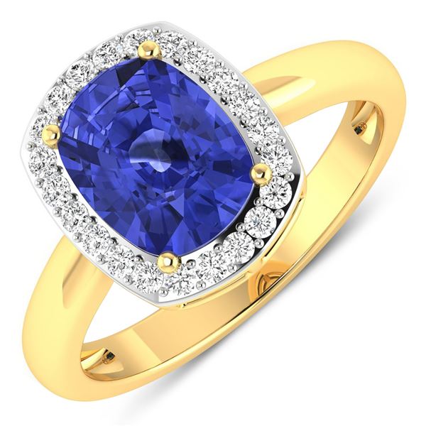14KT Yellow Gold 2.02ctw Tanzanite and Diamond Ring