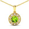 14KT Yellow Gold 1.85ctw Peridot and Diamond Pendant