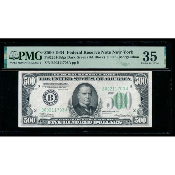 1934 $500 New York FRN PMG 35