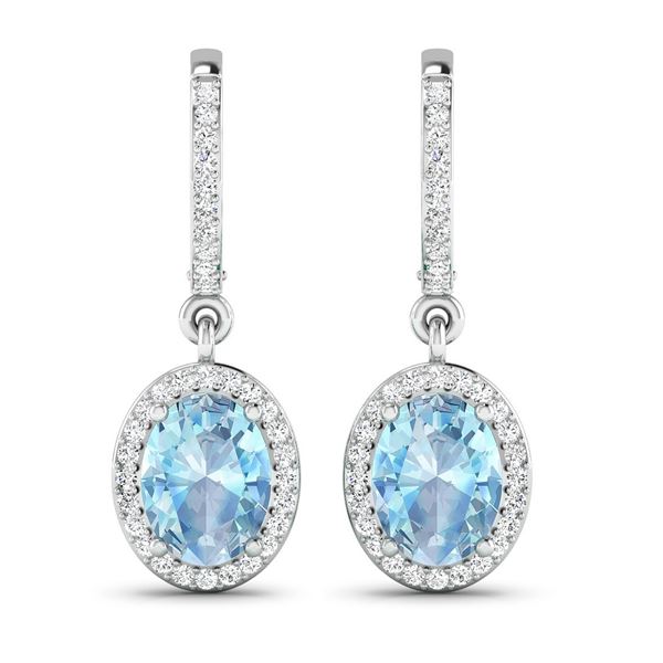 14KT White Gold 1.92ctw Aquamarine and Diamond Earrings