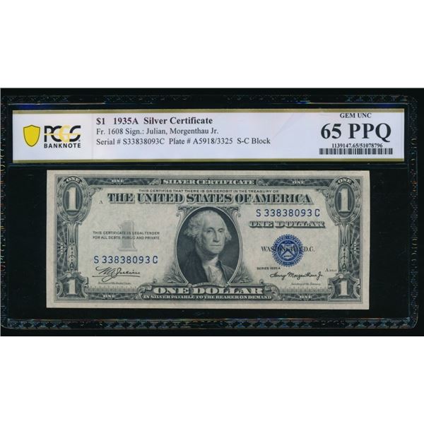 1935A $1 Silver Certificate PCGS 65PPQ