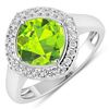 Image 1 : 14KT White Gold 2.02ctw Peridot and Diamond Ring