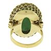 Image 3 : Vintage 18k Gold Oval Cabochon Jade Solitaire Twisted Wire Halo Cocktail Ring