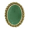 Image 6 : Vintage 18k Gold Oval Cabochon Jade Solitaire Twisted Wire Halo Cocktail Ring