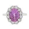 Image 6 : Platinum 5.64 ctw GIA Oval Pink Sapphire & Diamond Halo Engagement Cocktail Ring