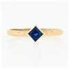 Image 4 : Simple Petite 14k Gold 0.32 ctw Square Step Cut Bezel Set Sapphire Solitaire Rin