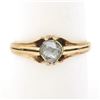 Antique Victorian Rosy Yellow Gold 5mm Rose Cut Diamond Bezel Solitaire Ring