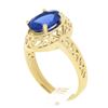 Image 9 : NEW 14k Gold 2.0 ctw Violet Blue Oval Tanzanite w/ Scroll Open Work Solitaire Ri