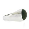 Image 5 : Men's 14K White Gold Elongated Oval Cabochon Bezel Green Nephrite Jade Ring