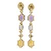 Image 4 : EFFY 14K Gold Multi Shapes Genuine Colored Stones Long Drop Dangle Earrings