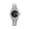 Image 2 : Rolex Ladies Quickset Stainless Steel Black Dial 18K Diamond And Emerald Bezel D