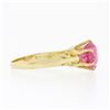 Image 6 : Antique Victorian 10k Gold GIA Lab Grown Old Round Pink Sapphire Solitaire Ring