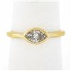 NEW 14k Yellow Gold 0.53 ctw Marquise Bezel Diamond Solitaire Petite Simple Ring