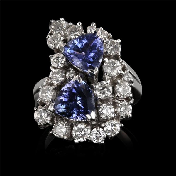 3.57 ctw Tanzanite and 2.07 ctw Diamond 14K White Gold Ring