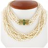 Vintage 11 Strand 31" Freshwater Pearl Necklace w/ 14k Gold Jade Handmade Clasp