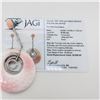 Image 2 : 97.66 ctw Pink Coral and 0.63 ctw Diamond 18K White Gold Drop Style Disc Earring