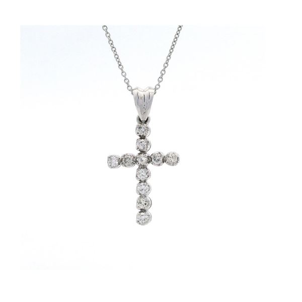 14kt WG Cross Pendant with chain 0.50 cts