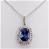 Image 4 : 9.18 ctw Tanzanite and 1.33 ctw Diamond Platinum Pendant/Necklace