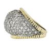 Image 4 : Vintage 14K TT Gold 4 ctw Pave Set Diamond Domed Bombe Grooved Wide Band Ring