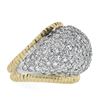 Image 5 : Vintage 14K TT Gold 4 ctw Pave Set Diamond Domed Bombe Grooved Wide Band Ring