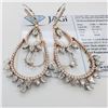 Image 1 : 4.06 ctw Diamond 18K Rose & White Gold Chandelier Dangle Earrings