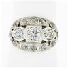 Antique Edwardian 14k TT Gold 1.56 ctw European Diamond Wide Domed Cocktail Ring