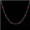 Image 2 : Vintage 18k Yellow Gold Coral Bead w/ Bar & Cable Link 30" Long Station Necklace