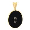 Image 3 : 14k Gold Oval Bezel Set Black Onyx w/ Detailed 3D Angel Polished Frame Pendant