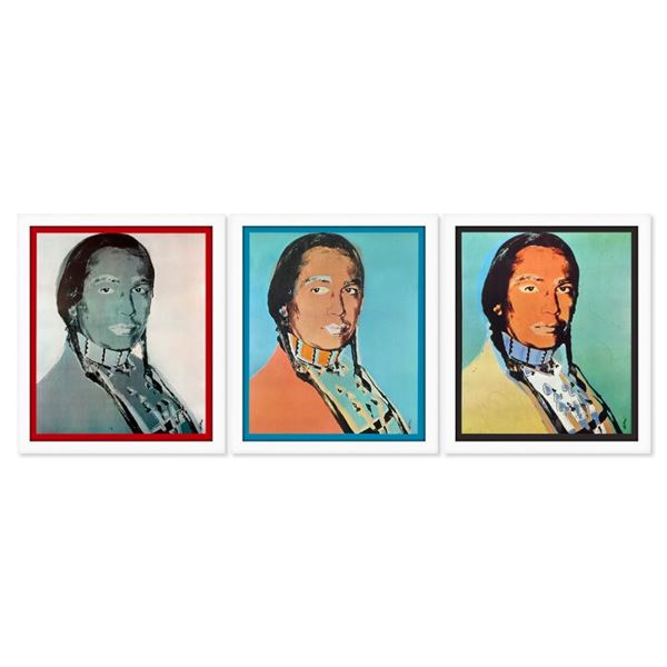 American Indian Series 3 Piece Set (Red Blue & Black) by Warhol (1928-1987)