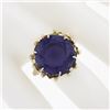 Image 3 : Vintage 12k Gold 15mm Round Synthetic Purple Stone Solitaire Ring w/ Bead Frame