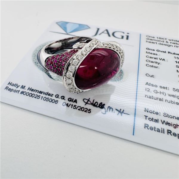 18KT White Gold Emerald and Diamond Dangle Necklace