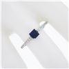 Image 3 : New 14k Gold 0.68 ctw Step Cut Sapphire Diamond Solitaire Stack Engagement Ring