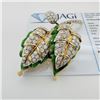 18KT Yellow and White Gold Diamond Leaf Brooch
