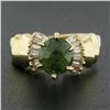 Image 2 : 14k Yellow Gold Oval Prong Peridot Tapered Baguette Diamond Side Engagement Ring