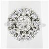 Image 9 : Vintage 14K Gold 1.75 ctw GIA Fiery Round Brilliant Diamond Cluster Platter Ring