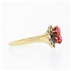 Image 5 : Antique Victorian 14k Gold GIA NO HEAT Pink Spinel Cluster & Diamond Bypass Ring