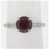 Image 9 : Vintage Platinum 1.99 ctw Round Rhodolite Garnet w/ Baguette Channel Diamond Rin