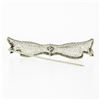 Image 4 : Antique Art Deco 14k White Gold European Diamond Open Filigree Bow Pin Brooch