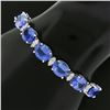 Image 1 : NEW 14k Gold 37.71 ctw Alternating Oval Tanzanite & Round Diamond Tennis Bracele