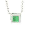 Image 6 : NEW 14K White Gold 0.42 ctw Emerald Cut Emerald Petite Solitaire Pendant Necklac