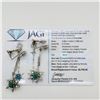 Image 2 : 18KT White Gold Emerald and Diamond Star Dangle Earrings