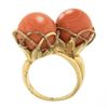 Image 7 : Vintage 14K Gold 12.4mm Ball Orange Coral Handmade Wire Basket Large Bypass Ring