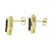14k Yellow Gold Polished Black Onyx Hexagon Stud Earrings w/ Butterfly Closures