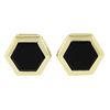 Image 5 : 14k Yellow Gold Polished Black Onyx Hexagon Stud Earrings w/ Butterfly Closures