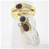 14k Yellow Gold Baroque Pearl w/ Diamond, Cabochon Ruby & Sapphire Wrap Ring